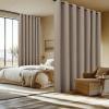 imageNICETOWN Linen Sliding Glass Door Curtain 100 Blackout W100 x L84 in Room Divider Curtain for Bedroom Under Stair Faux Linen Thermal Insulated Privacy Drape for Villa Wide Window Taupe 1 PanelTaupe