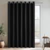 imageNICETOWN Linen Sliding Glass Door Curtain 100 Blackout W100 x L84 in Room Divider Curtain for Bedroom Under Stair Faux Linen Thermal Insulated Privacy Drape for Villa Wide Window Taupe 1 PanelBlack