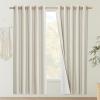 imageNICETOWN Natural Bedroom Full Blackout Linen Curtain Panels Set of 2 62 by 72 Thick Insulated Classic Grommet Blackout Draperies with White Thermal Insulated Liner for Windows