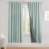 imageNICETOWN Natural Full Blackout Back Tab Linen Curtains 84 Long 2 Panels BohoChic Thick Linen Blend Drapes for Bedroom Thermal Insulated Window Covers with White Backing for Cafe Bar 42 WideSeafoam Green