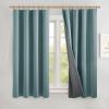 imageNICETOWN Natural Full Blackout Back Tab Linen Curtains 84 Long 2 Panels BohoChic Thick Linen Blend Drapes for Bedroom Thermal Insulated Window Covers with White Backing for Cafe Bar 42 WideSkylark Blue