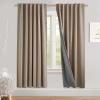 imageNICETOWN Natural Full Blackout Back Tab Linen Curtains 84 Long 2 Panels BohoChic Thick Linen Blend Drapes for Bedroom Thermal Insulated Window Covers with White Backing for Cafe Bar 42 WideBurlap