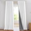 imageNICETOWN Natural Full Blackout Back Tab Linen Curtains 84 Long 2 Panels BohoChic Thick Linen Blend Drapes for Bedroom Thermal Insulated Window Covers with White Backing for Cafe Bar 42 WideGreyish White