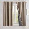 imageNICETOWN Natural Full Blackout Back Tab Linen Curtains 84 Long 2 Panels BohoChic Thick Linen Blend Drapes for Bedroom Thermal Insulated Window Covers with White Backing for Cafe Bar 42 WideBurlap