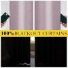imageNICETOWN Natural Full Blackout Back Tab Linen Curtains 84 Long 2 Panels BohoChic Thick Linen Blend Drapes for Bedroom Thermal Insulated Window Covers with White Backing for Cafe Bar 42 WidePink
