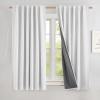 imageNICETOWN Natural Full Blackout Back Tab Linen Curtains 84 Long 2 Panels BohoChic Thick Linen Blend Drapes for Bedroom Thermal Insulated Window Covers with White Backing for Cafe Bar 42 WideGreyish White