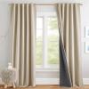 imageNICETOWN Natural Full Blackout Back Tab Linen Curtains 84 Long 2 Panels BohoChic Thick Linen Blend Drapes for Bedroom Thermal Insulated Window Covers with White Backing for Cafe Bar 42 WideCream