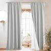 imageNICETOWN Natural Full Blackout Back Tab Linen Curtains 84 Long 2 Panels BohoChic Thick Linen Blend Drapes for Bedroom Thermal Insulated Window Covers with White Backing for Cafe Bar 42 WideGrey