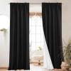 imageNICETOWN Natural Full Blackout Back Tab Linen Curtains 84 Long 2 Panels BohoChic Thick Linen Blend Drapes for Bedroom Thermal Insulated Window Covers with White Backing for Cafe Bar 42 WideBlack