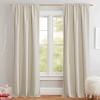 imageNICETOWN Natural Full Blackout Back Tab Linen Curtains 84 Long 2 Panels BohoChic Thick Linen Blend Drapes for Bedroom Thermal Insulated Window Covers with White Backing for Cafe Bar 42 WideNatural