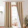 imageNICETOWN Natural Full Blackout Back Tab Linen Curtains 84 Long 2 Panels BohoChic Thick Linen Blend Drapes for Bedroom Thermal Insulated Window Covers with White Backing for Cafe Bar 42 WideCamel