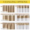 imageNICETOWN Natural Full Blackout Back Tab Linen Curtains 84 Long 2 Panels BohoChic Thick Linen Blend Drapes for Bedroom Thermal Insulated Window Covers with White Backing for Cafe Bar 42 WideCamel