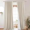 imageNICETOWN Natural Full Blackout Back Tab Linen Curtains 84 Long 2 Panels BohoChic Thick Linen Blend Drapes for Bedroom Thermal Insulated Window Covers with White Backing for Cafe Bar 42 WideBeige