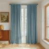 imageNICETOWN Natural Full Blackout Back Tab Linen Curtains 84 Long 2 Panels BohoChic Thick Linen Blend Drapes for Bedroom Thermal Insulated Window Covers with White Backing for Cafe Bar 42 WideSkylark Blue