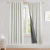 imageNICETOWN Natural Full Blackout Back Tab Linen Curtains 84 Long 2 Panels BohoChic Thick Linen Blend Drapes for Bedroom Thermal Insulated Window Covers with White Backing for Cafe Bar 42 WideSnowbound