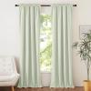 imageNICETOWN Natural Full Blackout Back Tab Linen Curtains 84 Long 2 Panels BohoChic Thick Linen Blend Drapes for Bedroom Thermal Insulated Window Covers with White Backing for Cafe Bar 42 WideGreyish Green