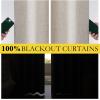 imageNICETOWN Natural Full Blackout Back Tab Linen Curtains 84 Long 2 Panels BohoChic Thick Linen Blend Drapes for Bedroom Thermal Insulated Window Covers with White Backing for Cafe Bar 42 WideNatural