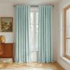 imageNICETOWN Natural Full Blackout Back Tab Linen Curtains 84 Long 2 Panels BohoChic Thick Linen Blend Drapes for Bedroom Thermal Insulated Window Covers with White Backing for Cafe Bar 42 WideSeafoam Green