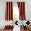 imageNICETOWN Natural Full Blackout Back Tab Linen Curtains 84 Long 2 Panels BohoChic Thick Linen Blend Drapes for Bedroom Thermal Insulated Window Covers with White Backing for Cafe Bar 42 WideBurnt Orange