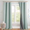 imageNICETOWN Natural Full Blackout Back Tab Linen Curtains 84 Long 2 Panels BohoChic Thick Linen Blend Drapes for Bedroom Thermal Insulated Window Covers with White Backing for Cafe Bar 42 WideSeafoam Green