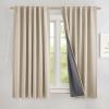 imageNICETOWN Natural Full Blackout Back Tab Linen Curtains 84 Long 2 Panels BohoChic Thick Linen Blend Drapes for Bedroom Thermal Insulated Window Covers with White Backing for Cafe Bar 42 WideCream