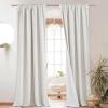 imageNICETOWN Natural Full Blackout Back Tab Linen Curtains 84 Long 2 Panels BohoChic Thick Linen Blend Drapes for Bedroom Thermal Insulated Window Covers with White Backing for Cafe Bar 42 WideIvory