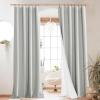 imageNICETOWN Natural Full Blackout Back Tab Linen Curtains 84 Long 2 Panels BohoChic Thick Linen Blend Drapes for Bedroom Thermal Insulated Window Covers with White Backing for Cafe Bar 42 WideGrey