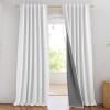 imageNICETOWN Natural Full Blackout Back Tab Linen Curtains 84 Long 2 Panels BohoChic Thick Linen Blend Drapes for Bedroom Thermal Insulated Window Covers with White Backing for Cafe Bar 42 WideGreyish White
