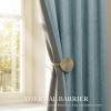 imageNICETOWN Natural Full Blackout Back Tab Linen Curtains 84 Long 2 Panels BohoChic Thick Linen Blend Drapes for Bedroom Thermal Insulated Window Covers with White Backing for Cafe Bar 42 WideSkylark Blue