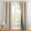 imageNICETOWN Natural Full Blackout Back Tab Linen Curtains 84 Long 2 Panels BohoChic Thick Linen Blend Drapes for Bedroom Thermal Insulated Window Covers with White Backing for Cafe Bar 42 WideCream
