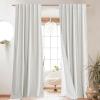imageNICETOWN Natural Full Blackout Back Tab Linen Curtains 84 Long 2 Panels BohoChic Thick Linen Blend Drapes for Bedroom Thermal Insulated Window Covers with White Backing for Cafe Bar 42 WideIvory