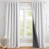imageNICETOWN Natural Full Blackout Back Tab Linen Curtains 84 Long 2 Panels BohoChic Thick Linen Blend Drapes for Bedroom Thermal Insulated Window Covers with White Backing for Cafe Bar 42 WideGreyish White