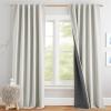 imageNICETOWN Natural Full Blackout Back Tab Linen Curtains 84 Long 2 Panels BohoChic Thick Linen Blend Drapes for Bedroom Thermal Insulated Window Covers with White Backing for Cafe Bar 42 WideSnowbound