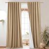 imageNICETOWN Natural Full Blackout Back Tab Linen Curtains 84 Long 2 Panels BohoChic Thick Linen Blend Drapes for Bedroom Thermal Insulated Window Covers with White Backing for Cafe Bar 42 WideCamel