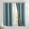 imageNICETOWN Natural Full Blackout Back Tab Linen Curtains 84 Long 2 Panels BohoChic Thick Linen Blend Drapes for Bedroom Thermal Insulated Window Covers with White Backing for Cafe Bar 42 WideSkylark Blue