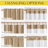 imageNICETOWN Natural Full Blackout Back Tab Linen Curtains 84 Long 2 Panels BohoChic Thick Linen Blend Drapes for Bedroom Thermal Insulated Window Covers with White Backing for Cafe Bar 42 WideCamel