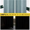 imageNICETOWN Natural Full Blackout Back Tab Linen Curtains 84 Long 2 Panels BohoChic Thick Linen Blend Drapes for Bedroom Thermal Insulated Window Covers with White Backing for Cafe Bar 42 WideSkylark Blue