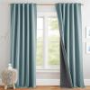 imageNICETOWN Natural Full Blackout Back Tab Linen Curtains 84 Long 2 Panels BohoChic Thick Linen Blend Drapes for Bedroom Thermal Insulated Window Covers with White Backing for Cafe Bar 42 WideSkylark Blue