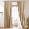 imageNICETOWN Natural Full Blackout Back Tab Linen Curtains 84 Long 2 Panels BohoChic Thick Linen Blend Drapes for Bedroom Thermal Insulated Window Covers with White Backing for Cafe Bar 42 WideCamel