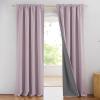 imageNICETOWN Natural Full Blackout Back Tab Linen Curtains 84 Long 2 Panels BohoChic Thick Linen Blend Drapes for Bedroom Thermal Insulated Window Covers with White Backing for Cafe Bar 42 WidePink