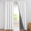 imageNICETOWN Natural Full Blackout Back Tab Linen Curtains 84 Long 2 Panels BohoChic Thick Linen Blend Drapes for Bedroom Thermal Insulated Window Covers with White Backing for Cafe Bar 42 WideGreyish White