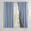 imageNICETOWN Natural Full Blackout Back Tab Linen Curtains 84 Long 2 Panels BohoChic Thick Linen Blend Drapes for Bedroom Thermal Insulated Window Covers with White Backing for Cafe Bar 42 WideStone Blue