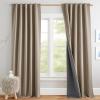 imageNICETOWN Natural Full Blackout Back Tab Linen Curtains 84 Long 2 Panels BohoChic Thick Linen Blend Drapes for Bedroom Thermal Insulated Window Covers with White Backing for Cafe Bar 42 WideBurlap