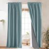 imageNICETOWN Natural Full Blackout Back Tab Linen Curtains 84 Long 2 Panels BohoChic Thick Linen Blend Drapes for Bedroom Thermal Insulated Window Covers with White Backing for Cafe Bar 42 WideSkylark Blue