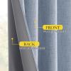 imageNICETOWN Natural Full Blackout Back Tab Linen Curtains 84 Long 2 Panels BohoChic Thick Linen Blend Drapes for Bedroom Thermal Insulated Window Covers with White Backing for Cafe Bar 42 WideStone Blue
