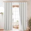 imageNICETOWN Natural Full Blackout Back Tab Linen Curtains 84 Long 2 Panels BohoChic Thick Linen Blend Drapes for Bedroom Thermal Insulated Window Covers with White Backing for Cafe Bar 42 WideIvory