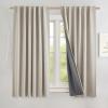 imageNICETOWN Natural Full Blackout Back Tab Linen Curtains 84 Long 2 Panels BohoChic Thick Linen Blend Drapes for Bedroom Thermal Insulated Window Covers with White Backing for Cafe Bar 42 WideNatural