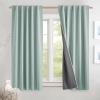 imageNICETOWN Natural Full Blackout Back Tab Linen Curtains 84 Long 2 Panels BohoChic Thick Linen Blend Drapes for Bedroom Thermal Insulated Window Covers with White Backing for Cafe Bar 42 WideSeafoam Green