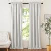 imageNICETOWN Natural Full Blackout Back Tab Linen Curtains 84 Long 2 Panels BohoChic Thick Linen Blend Drapes for Bedroom Thermal Insulated Window Covers with White Backing for Cafe Bar 42 WideOff White