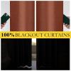 imageNICETOWN Natural Full Blackout Back Tab Linen Curtains 84 Long 2 Panels BohoChic Thick Linen Blend Drapes for Bedroom Thermal Insulated Window Covers with White Backing for Cafe Bar 42 WideBurnt Orange